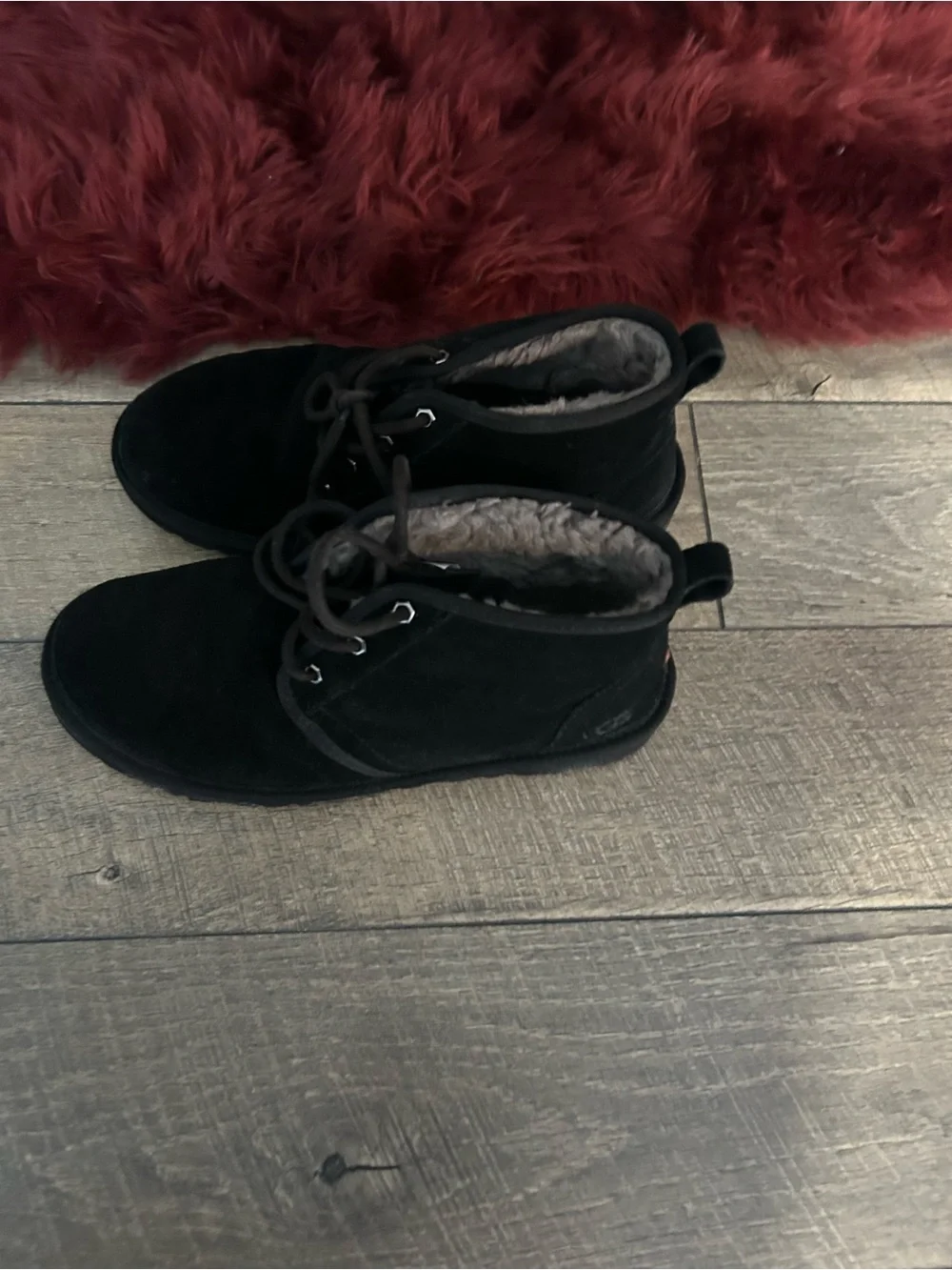 UGG Men's Black Suede Chukka Boots with Fleece Lining